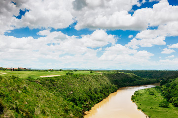 Obraz premium Tropical river Chavon in Dominican Republic. Vocation and travel