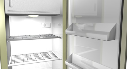 Illustration of a shiny refrigerator interior