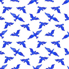 Watercolor blue violet seamless pattern