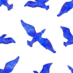 Watercolor blue violet seamless pattern