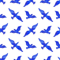 Watercolor blue violet seamless pattern