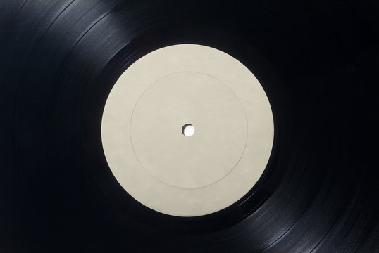 Closeup of Vinyl Long Play Record with Label