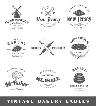 Set of vintage bakery labels