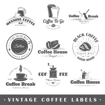 Set of vintage coffee labels