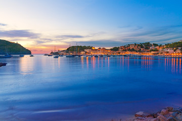 Port de Soller sunset in Majorca at Balearic island