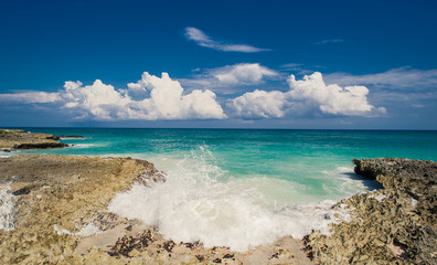 Wild caribbean beach. Dominican republic. tropical sand beach in