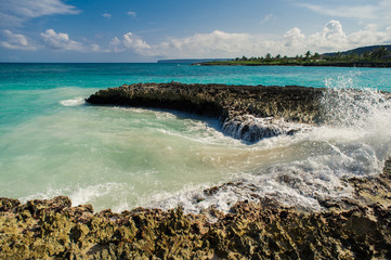 Wild caribbean beach. Dominican republic. tropical sand beach in