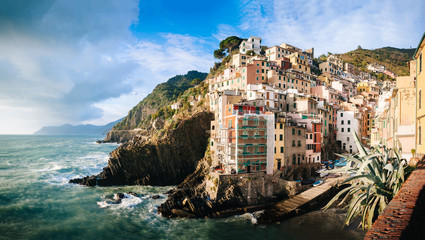 Fototapeta na wymiar Aerial view of Vernazza - small italian town in the province of