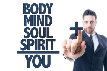 Business man point: Body/Mind/Soul/Spirit = You