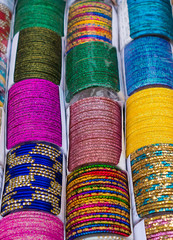 Beautiful Bangles on display in a south asian market.