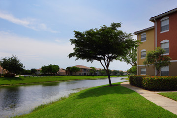 Residential building by a lake