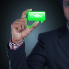 Man showing chat bubble