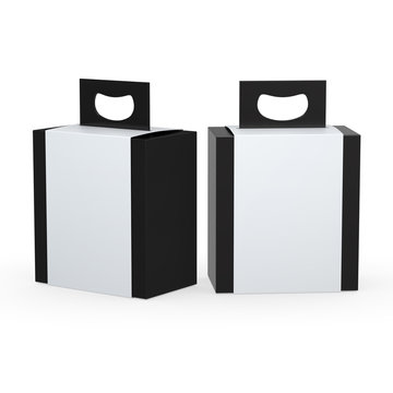 Black paper box with white wrap and handle packaging,clipping pa