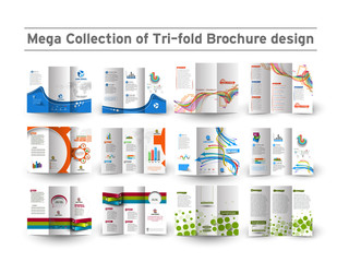 Business Infographic Tri-fold Brochure Design Bundle.