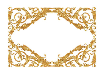 Pattern of flower carved frame on white background