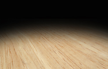 Perspective light wooden floor fade to black background, Templat