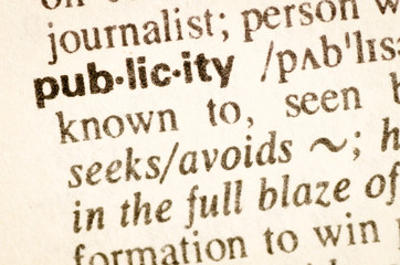 Dictionary definition of word publicity