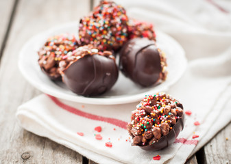Homemade Chocolate Eggs with Cereal and Sprinckles