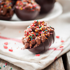 Homemade Chocolate Eggs with Cereal and Sprinckles