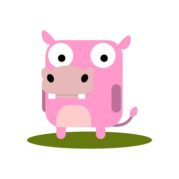 Cute Hippo with large eyes cartoon