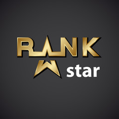Obraz premium vector rank golden star inscription icon