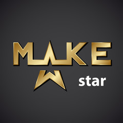 vector make golden star inscription icon
