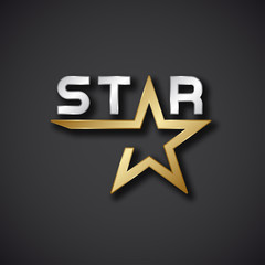Obraz premium vector golden star inscription icon