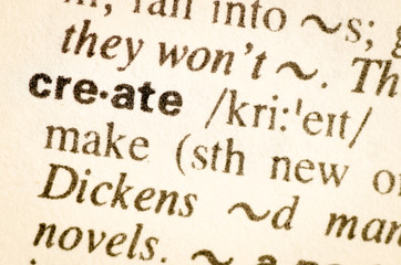 Dictionary definition of word create