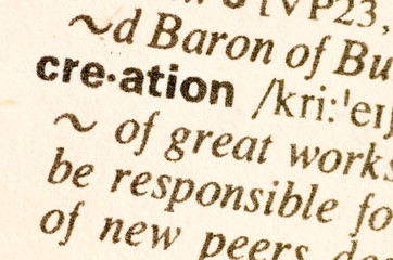 Dictionary definition of word creation