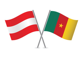 Austrian and Cameroonian flags. Vector illustration.
