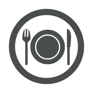 Icono redondo restaurante gris