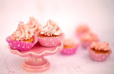 Fototapeta na wymiar Gluten-Free Pink Mini Cupcakes