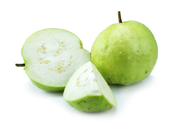 Guava (tropical fruit) on white background