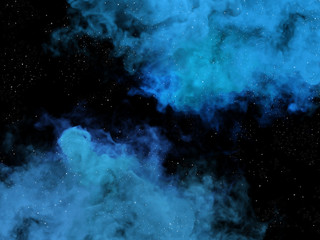 Fototapeta na wymiar Blue nebulas and stars in cosmos