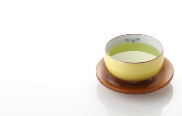 Japanese green tea in porcelain cup