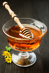 Honey in a glass dish
