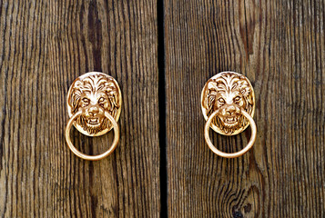 Door knocker in the form of a lion's head