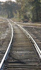 Fototapeta premium A Railway Train Track Disappearing into the Distance.