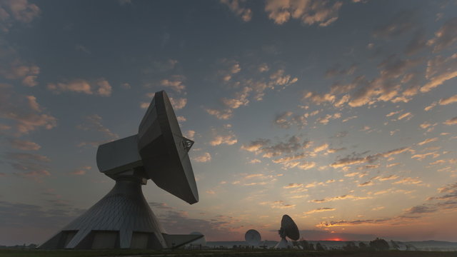 4K Time lapse Parabolic Antenna Sunrise
