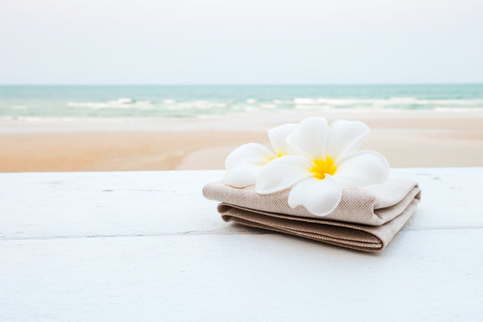 Tropical flowers on the beach