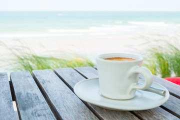 coffee set on the beach