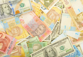 Fototapeta na wymiar Background of various money, currencies
