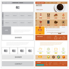 website wireframe template and  mock up