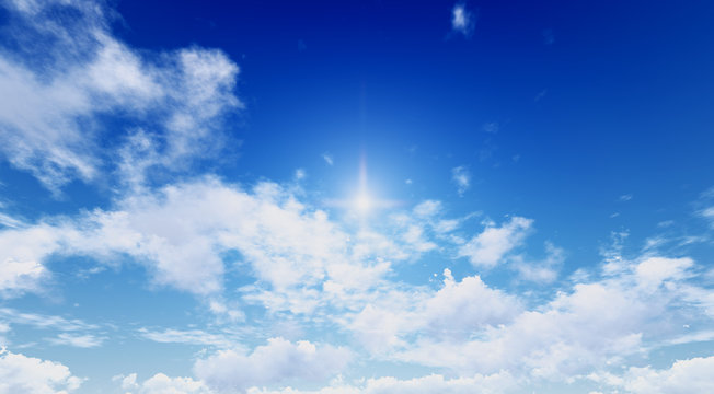 blue sky background with tiny clouds. 3d render