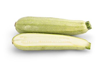 Young fresh courgettes (zucchini) isolated on white 
