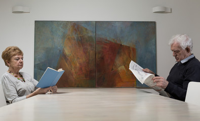Couple reading books