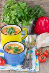 A thick soup made with vegetables and rice. Minestrone. Italian