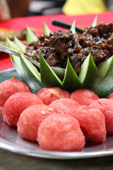 Chinese cuisine with meat and vegetables ..