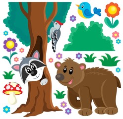 Naklejka premium Forest animals theme set 3