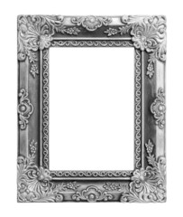 The antique silver frame on the white  background